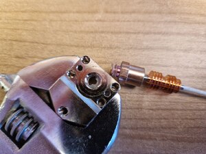 Disassembled, clogged hotend