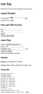 Webinterface of the Cat Toy