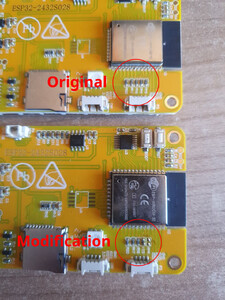 LDR resistor fix, top original, bottom modified