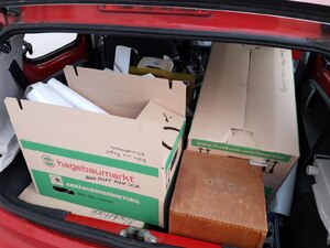 Boxes in car