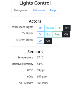 Screenshot of Livingroom controls