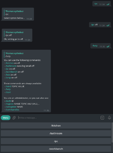Screenshot of chat with bot
