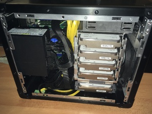 View inside opened NAS case