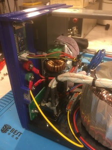 Closer view of the connectors and the buck/boost module